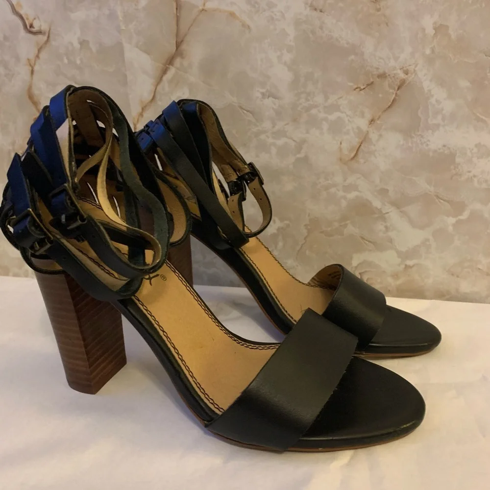 Splendid Jena 7.5 leather weave ankle strap heel